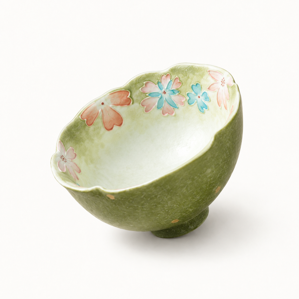 Moss Bloom – Inner-Painted Footed Tea Cup