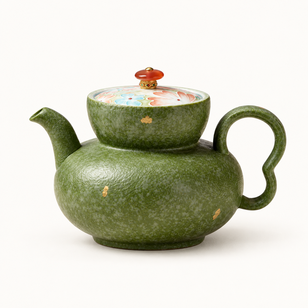 Moss & Blossom Ceramic Teapot