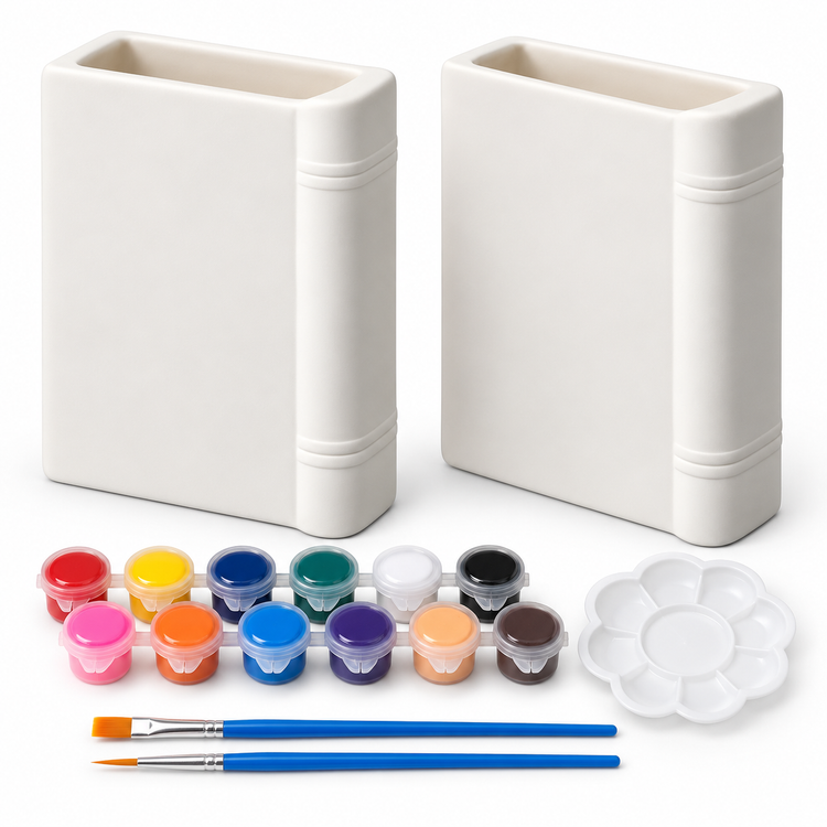 Blank Chapter — Paint-Your-Own Ceramic Book Vase Set