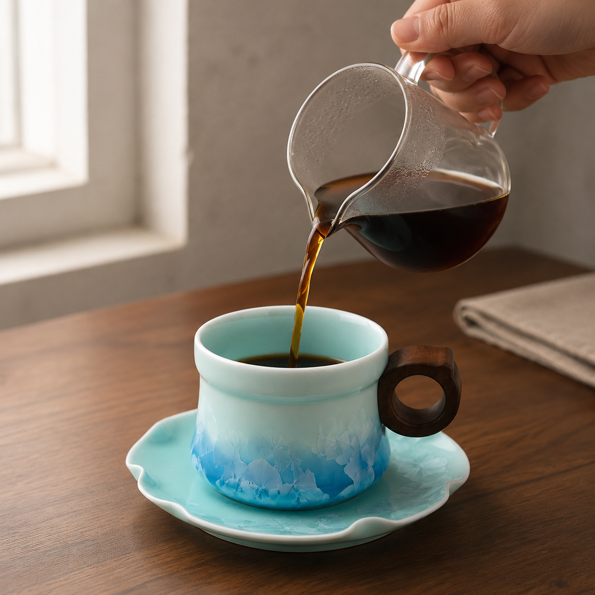 Blue Lagoon – Ceramic Coffee Cup & Saucer Set