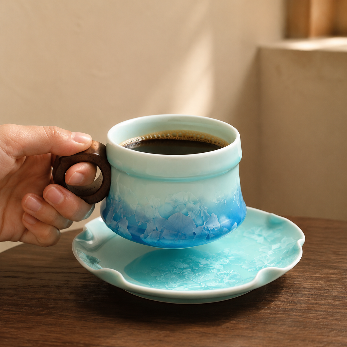 Blue Lagoon – Ceramic Coffee Cup & Saucer Set