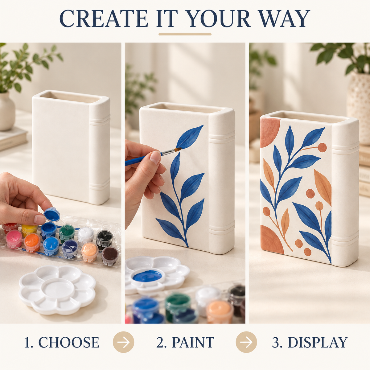 Blank Chapter — Paint-Your-Own Ceramic Book Vase Set
