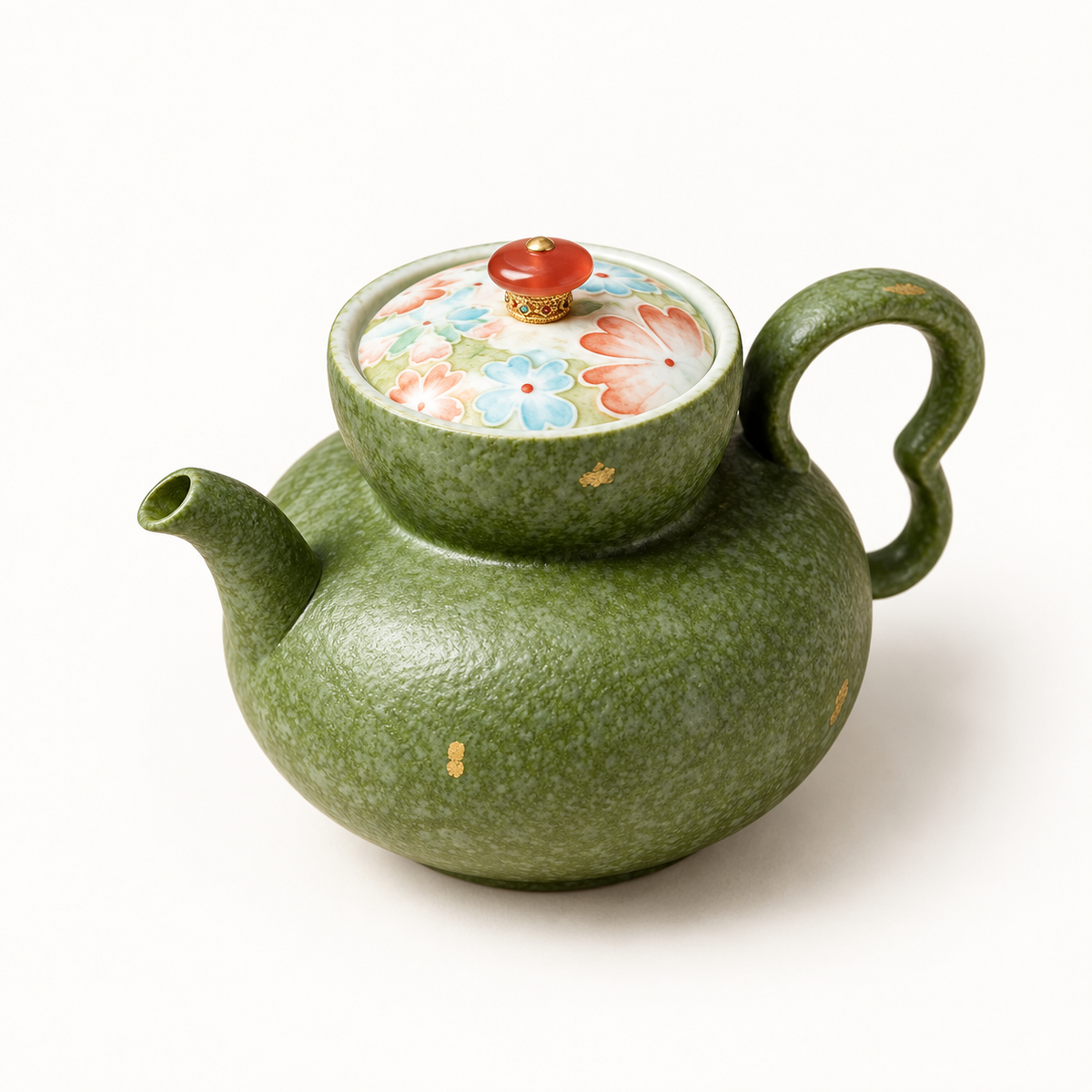 Moss & Blossom Ceramic Teapot