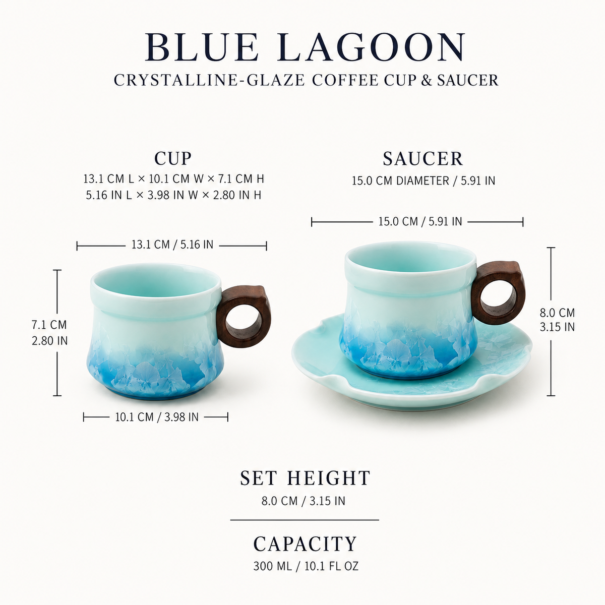 Blue Lagoon – Ceramic Coffee Cup & Saucer Set
