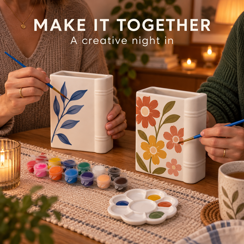 Blank Chapter — Paint-Your-Own Ceramic Book Vase Set