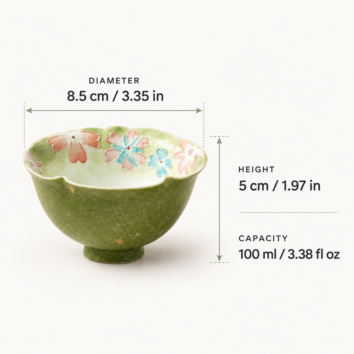 Moss Bloom – Inner-Painted Footed Tea Cup