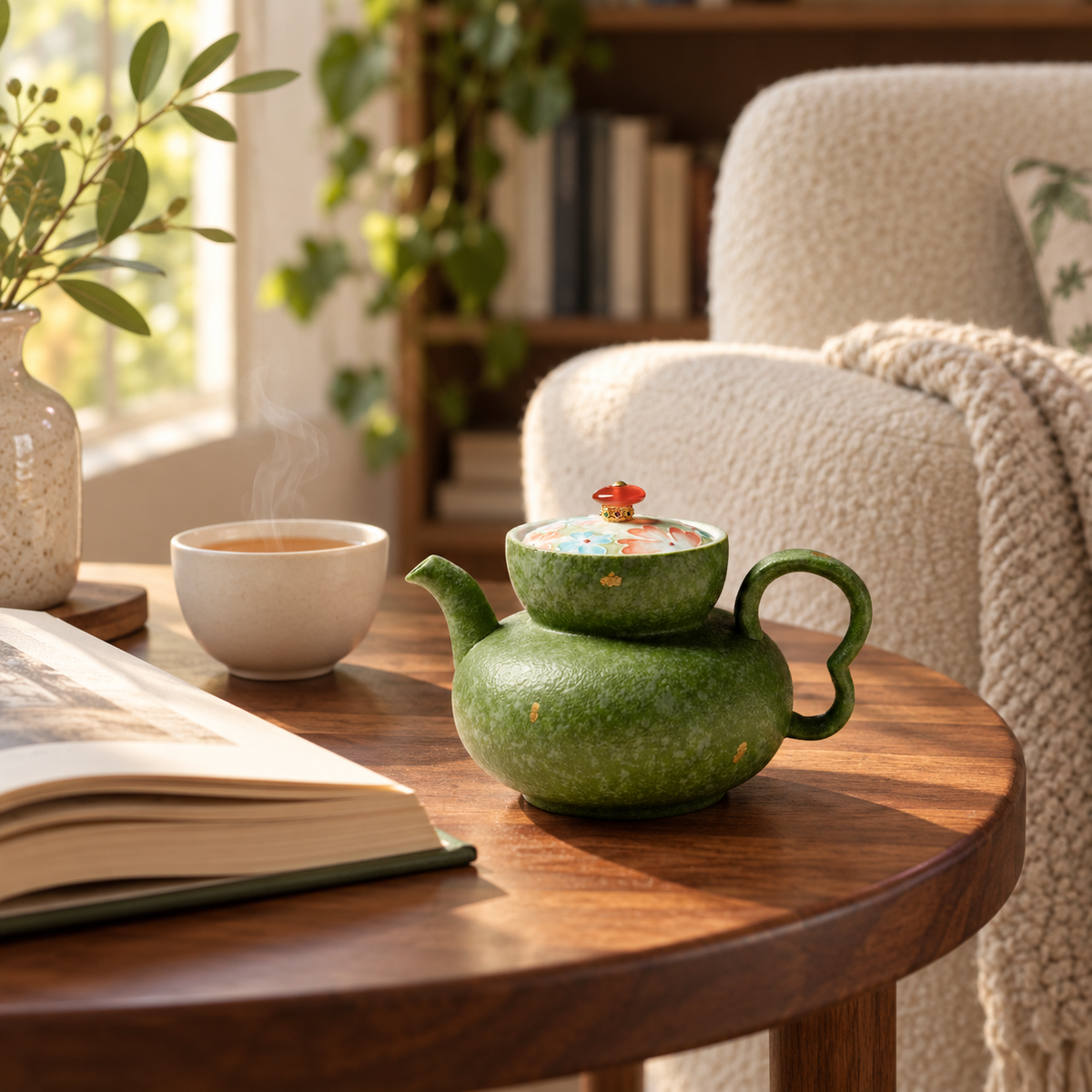 Moss & Blossom Ceramic Teapot