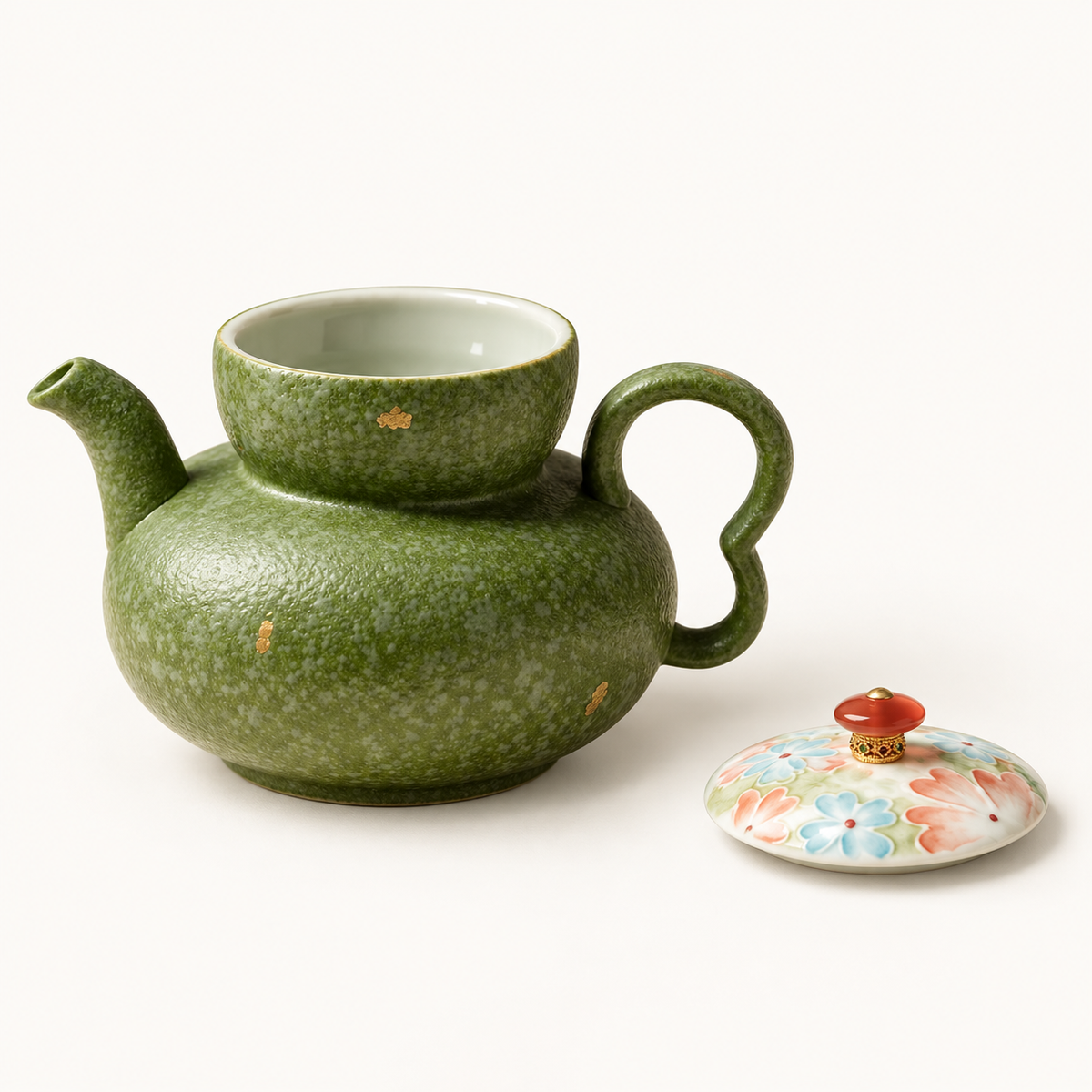 Moss & Blossom Ceramic Teapot