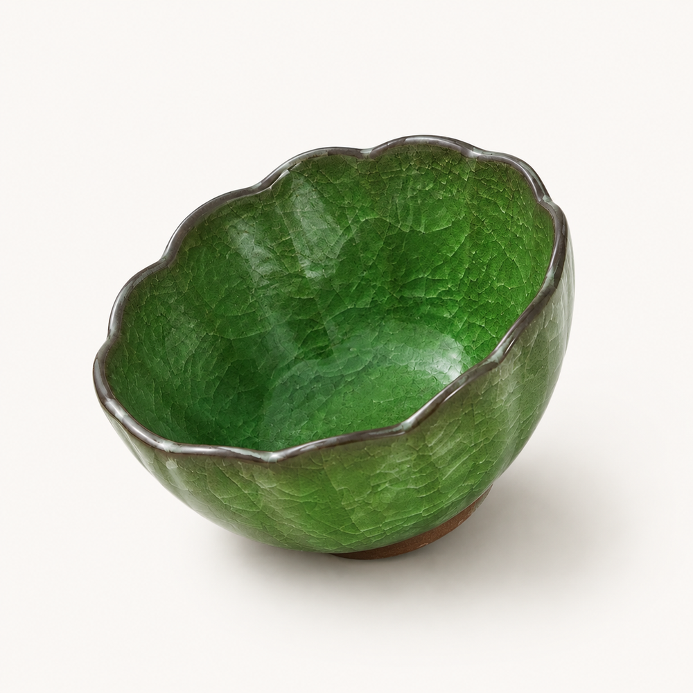 Jade Bloom – Crackle Glaze Tea Cup