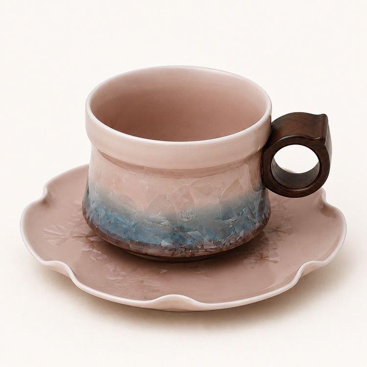 Opal Dawn – Ceramic Coffee Cup & Saucer Set