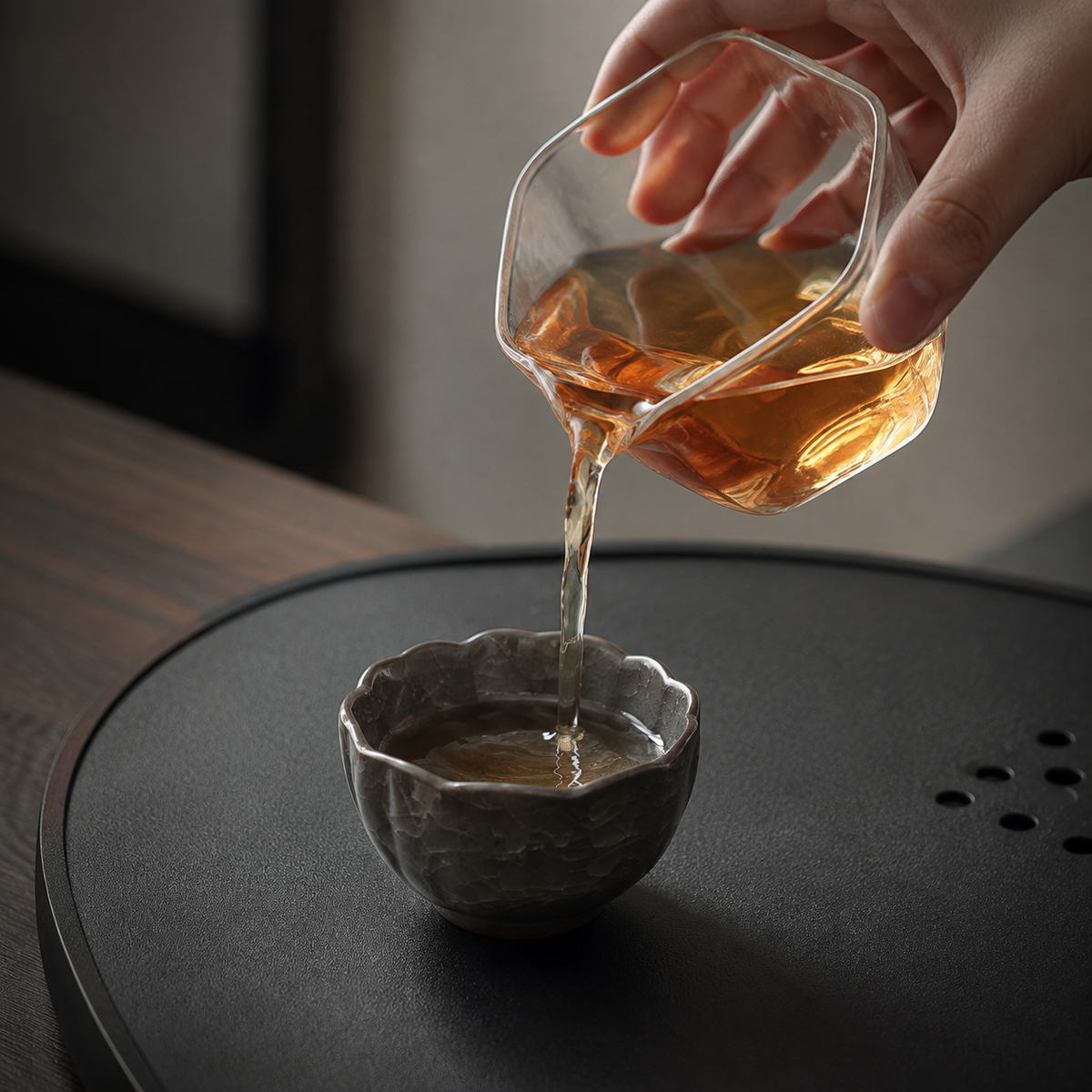 Smoky Quartz – Crackle Glaze Tea Cup