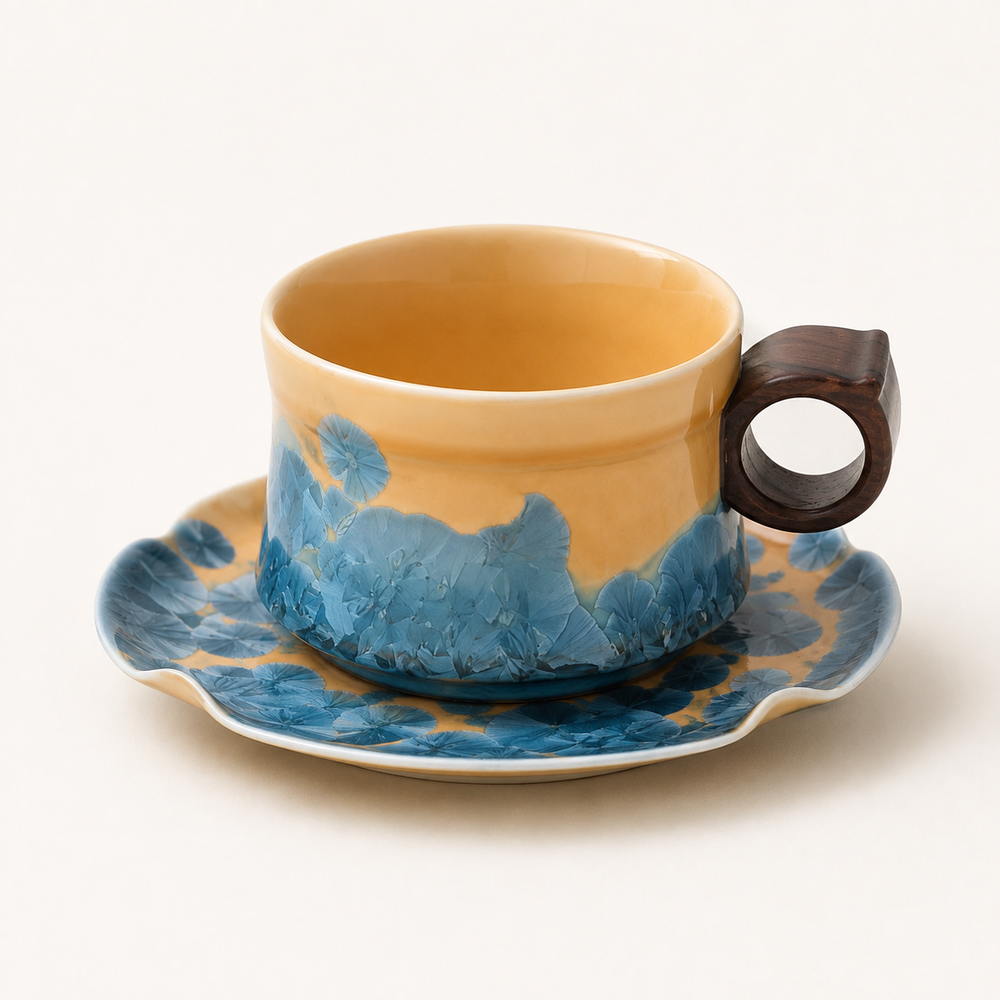 Amber Reef – Ceramic Coffee Cup & Saucer Set