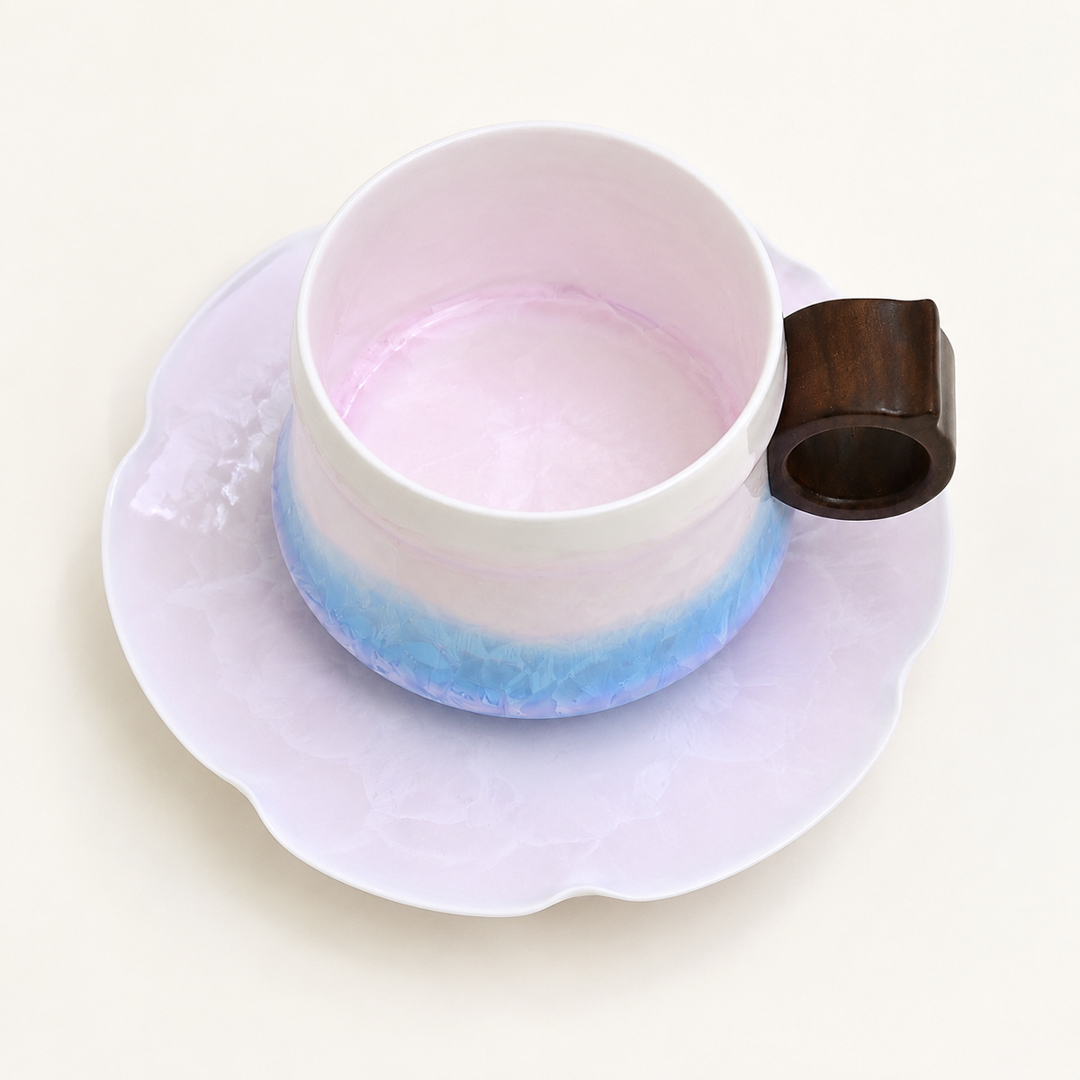 Peony Frost – Ceramic Coffee Cup & Saucer Set