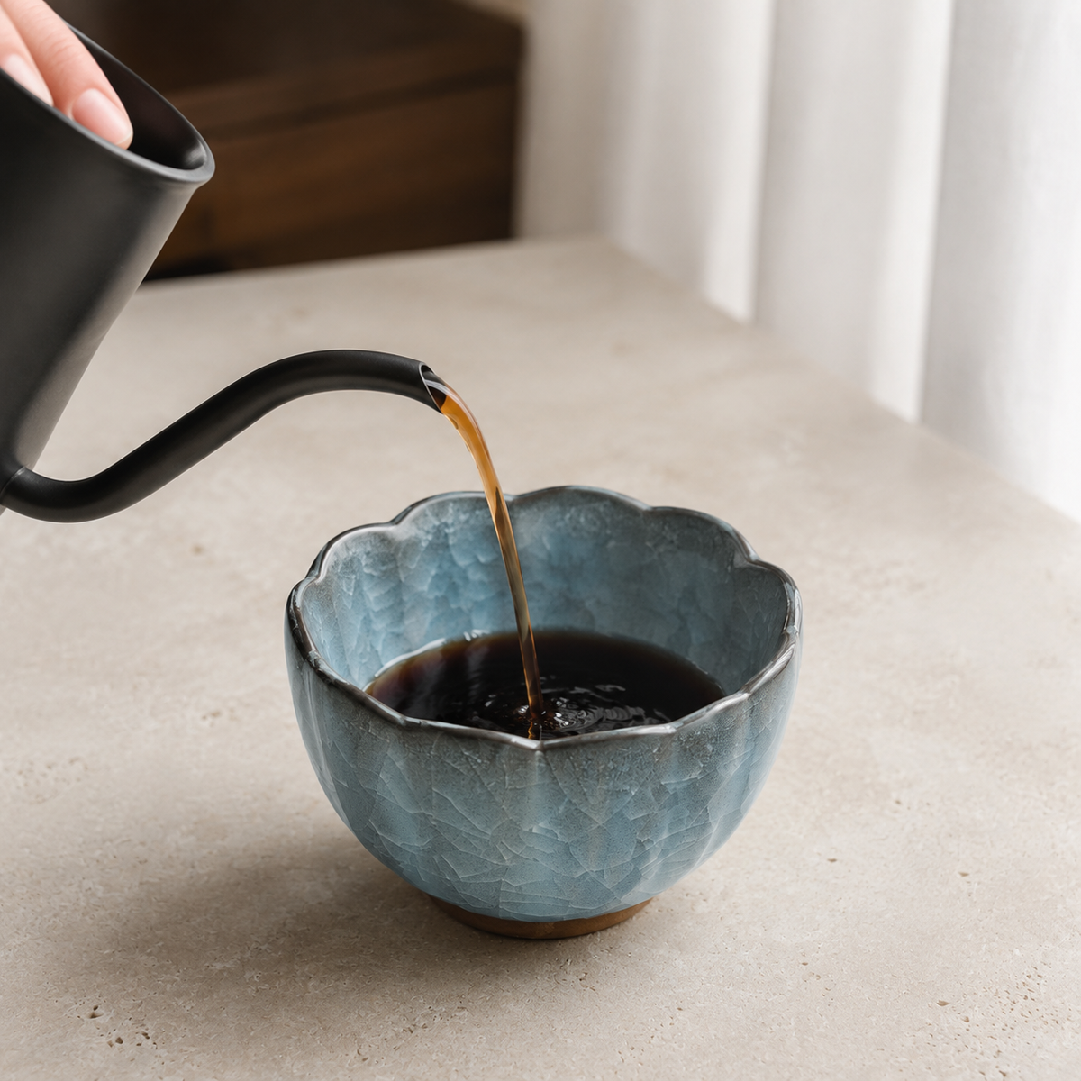 Winter Sky – Crackle Glaze Tea Cup