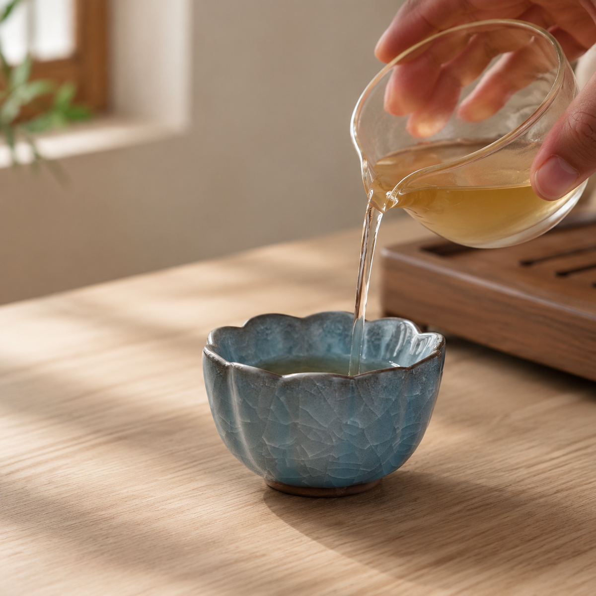 Winter Sky – Crackle Glaze Tea Cup