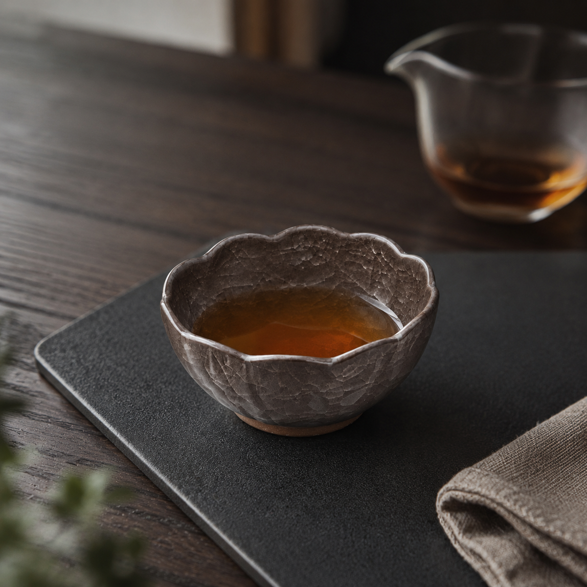Smoky Quartz – Crackle Glaze Tea Cup