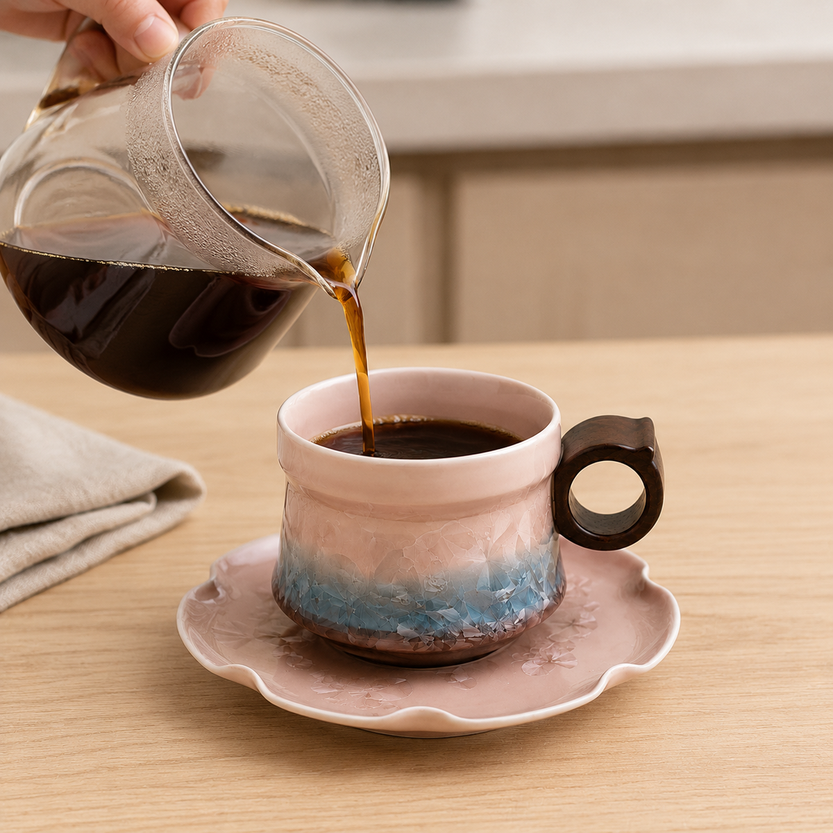 Opal Dawn – Ceramic Coffee Cup & Saucer Set