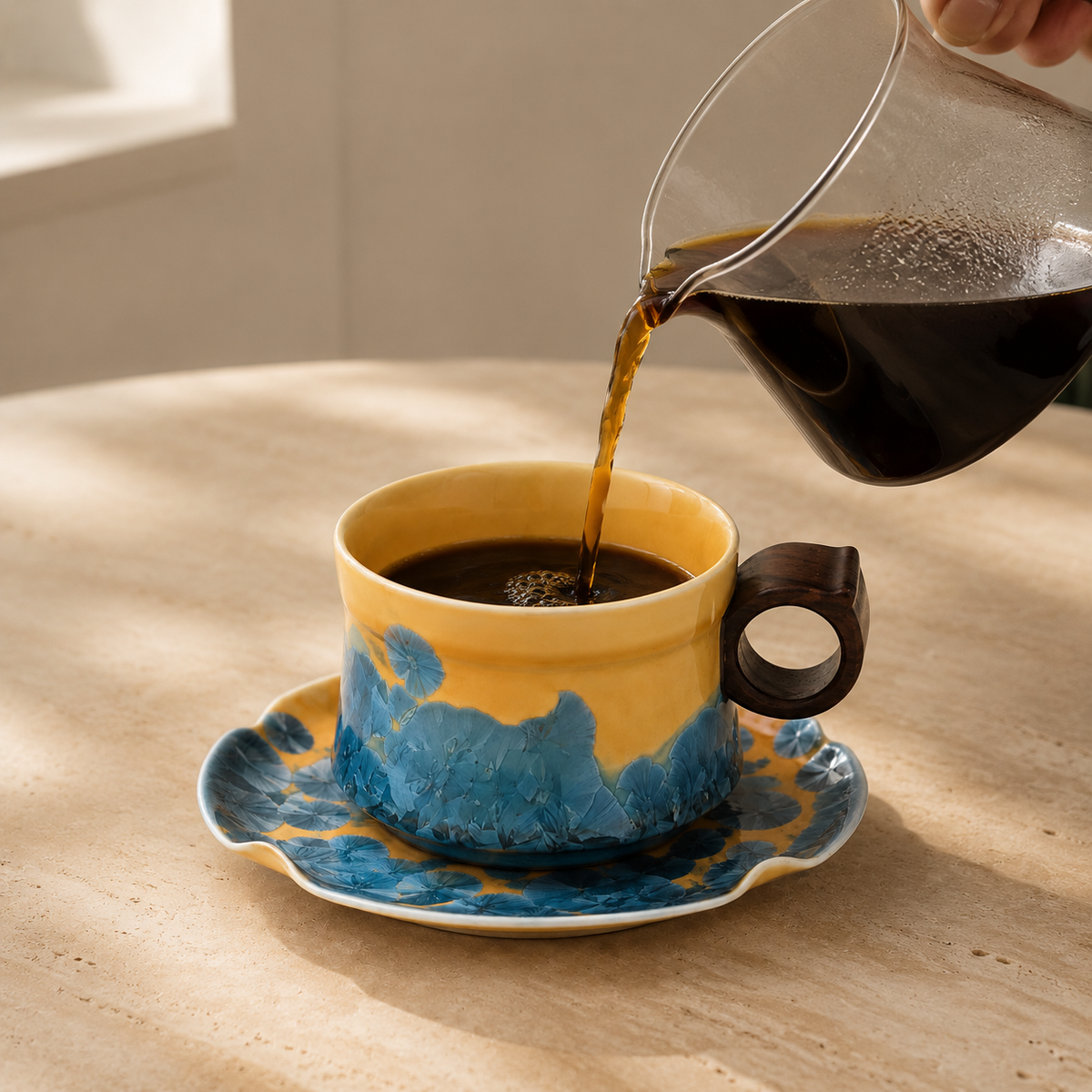 Amber Reef – Ceramic Coffee Cup & Saucer Set