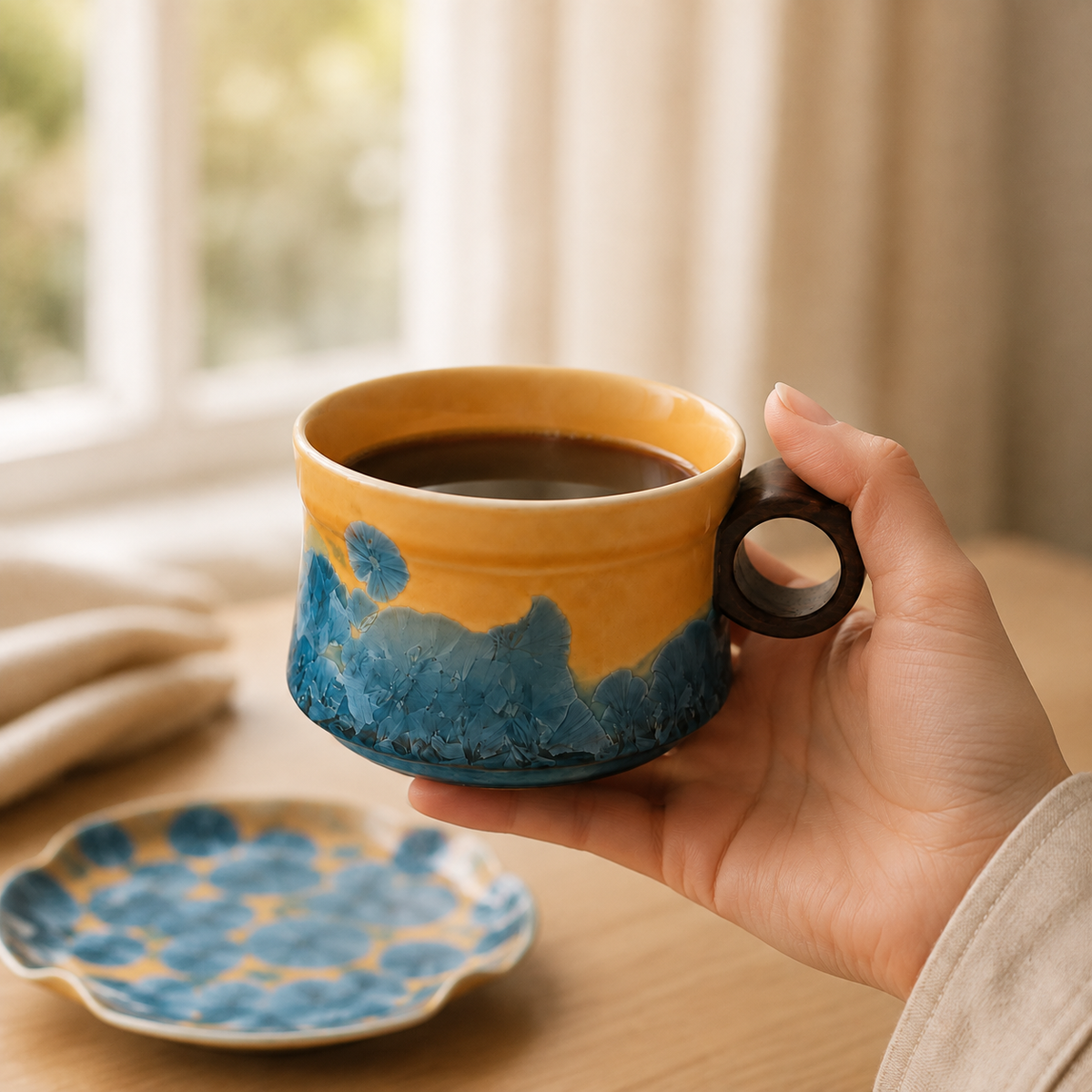 Amber Reef – Ceramic Coffee Cup & Saucer Set