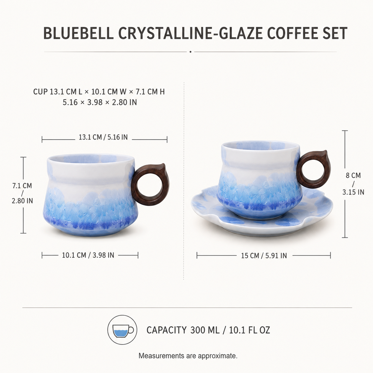 Bluebell – Ceramic Coffee Cup & Saucer Set