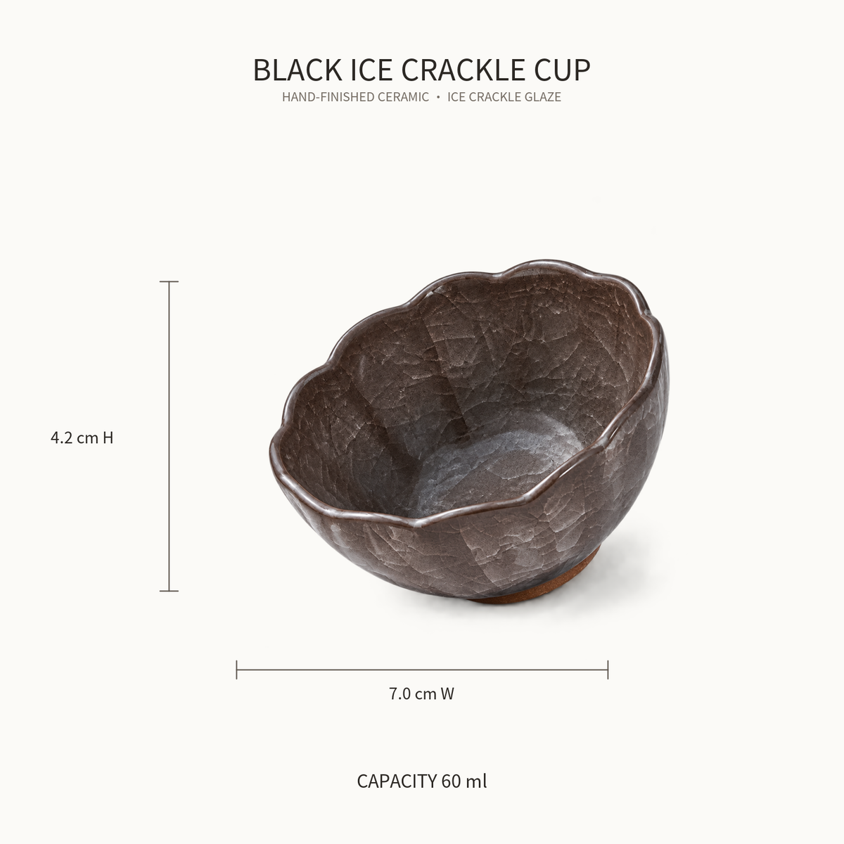 Smoky Quartz – Crackle Glaze Tea Cup