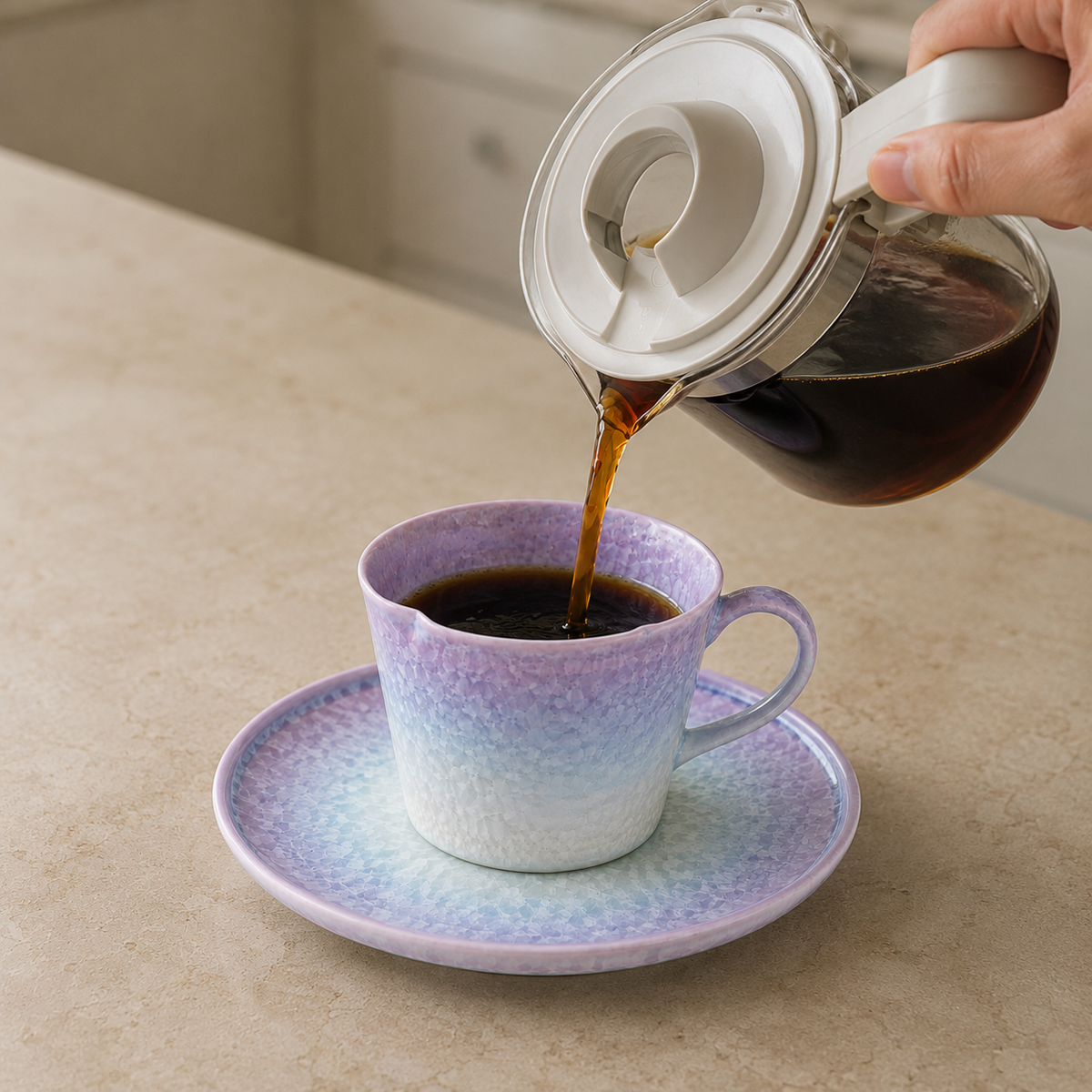 Lavender Mist – Ceramic Coffee Cup & Saucer Set