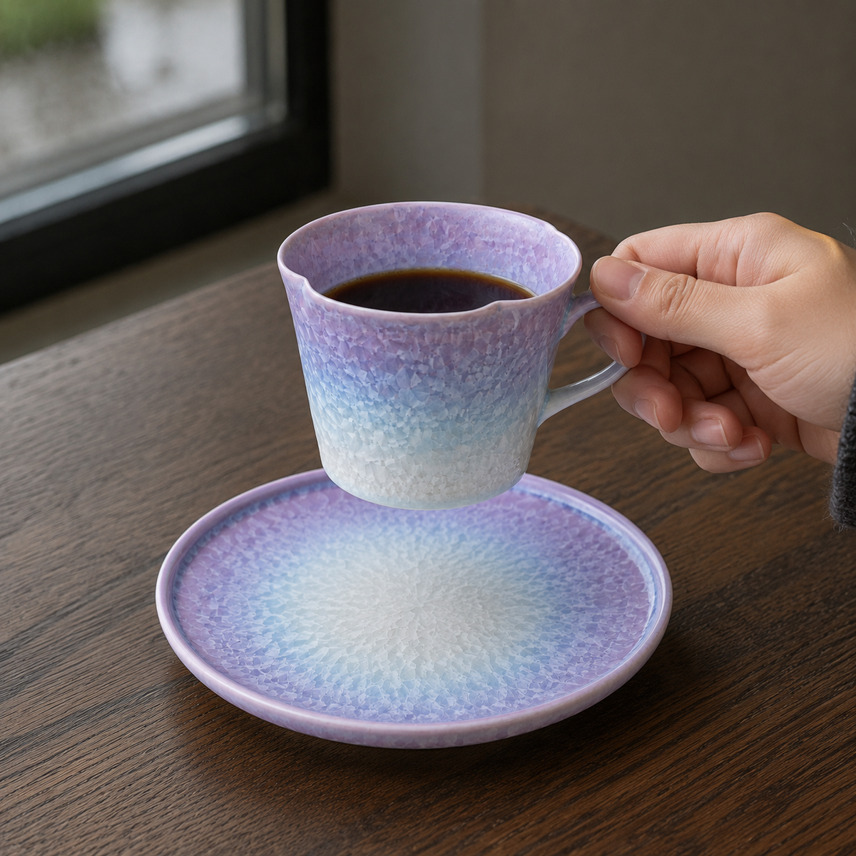 Lavender Mist – Ceramic Coffee Cup & Saucer Set