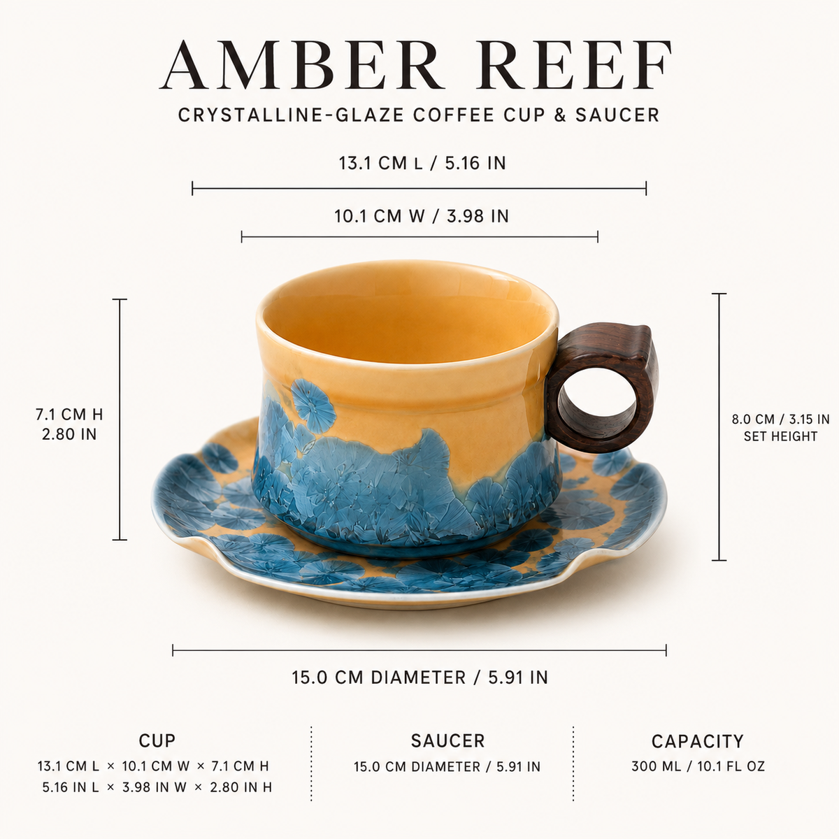 Amber Reef – Ceramic Coffee Cup & Saucer Set