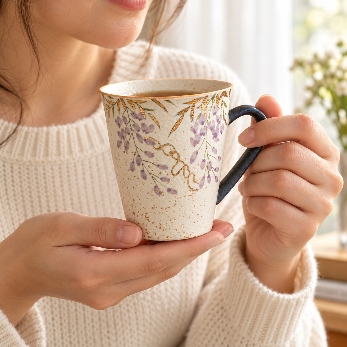Wisteria Bloom – Hand-Painted Ceramic Tea Cup