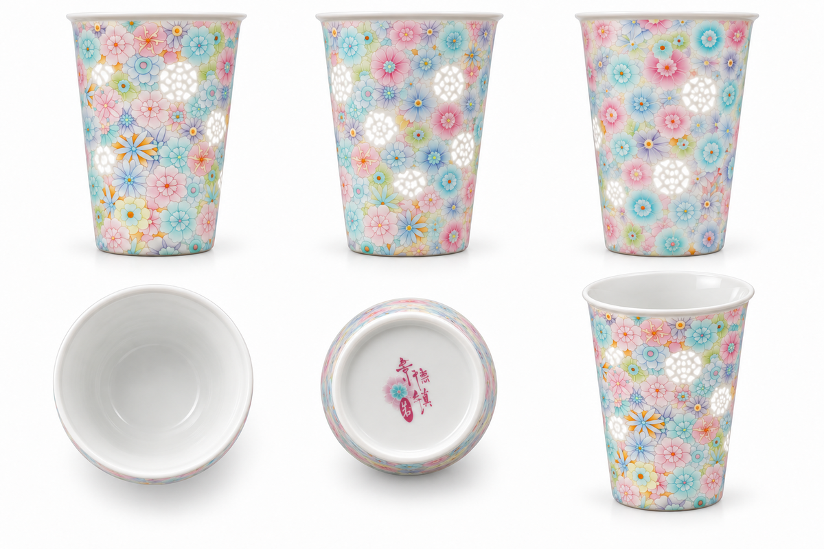 White interior of the Garden Mosaic porcelain tumbler